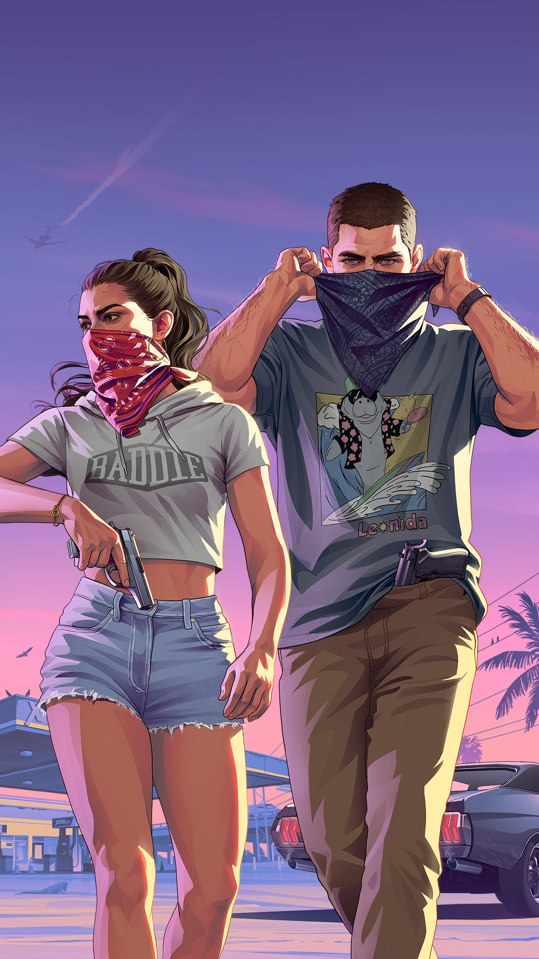 Jason Duval et Lucia Caminos ensemble lors d'un braquage, visuel officiel GTA VI