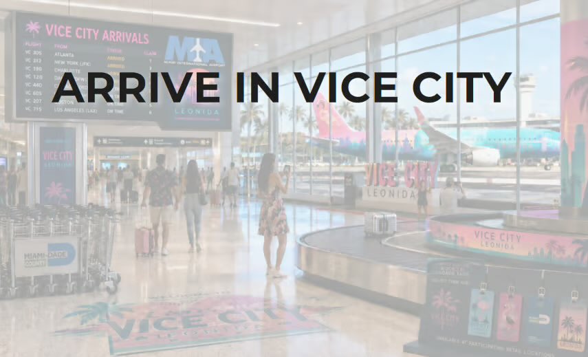 Rendu conceptuel Arrive in Vice City a l'aeroport de Miami