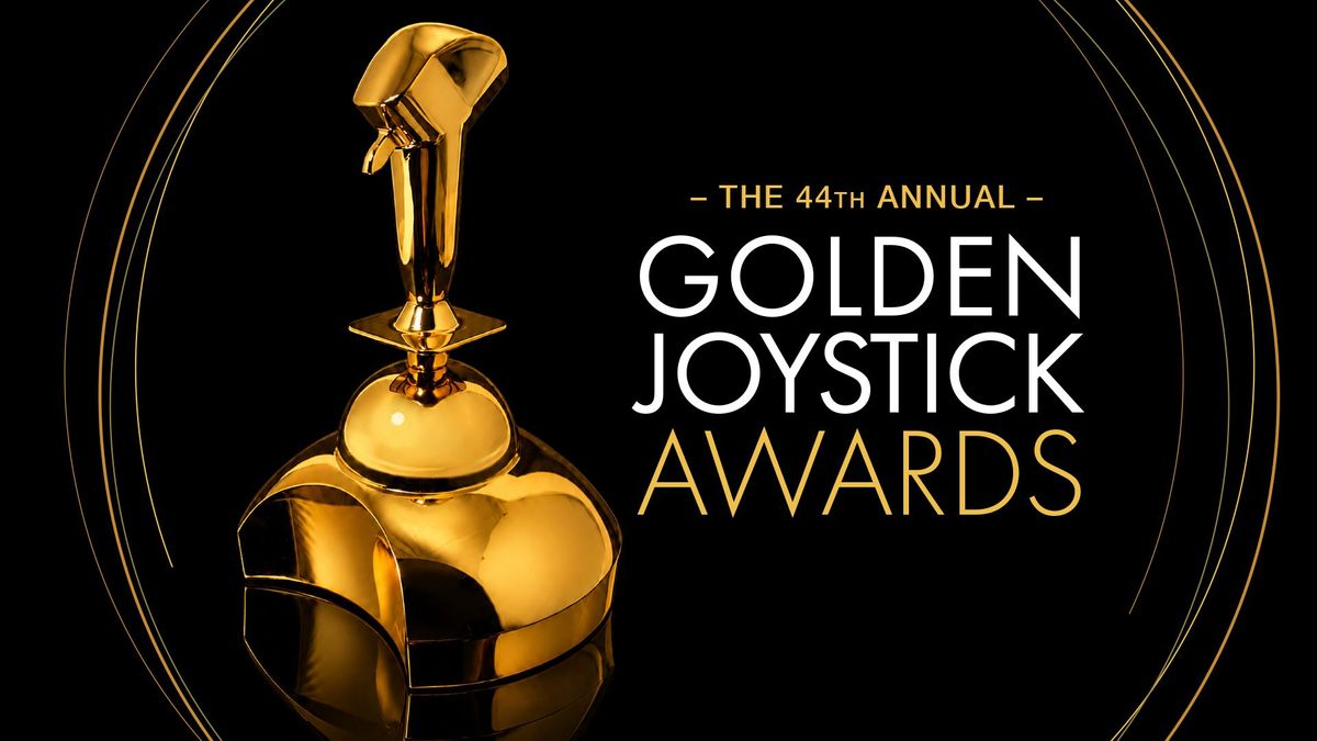 Trophée doré des 44e Golden Joystick Awards sur fond noir