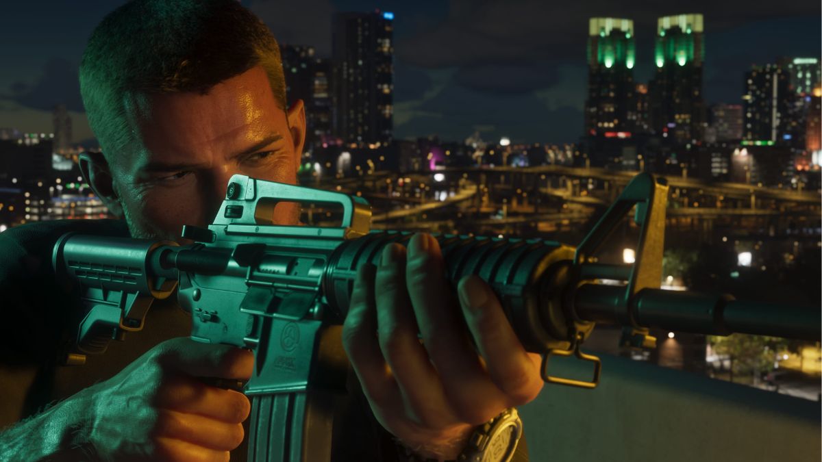 Fusil d'assaut de service inspiré du M16 tenu par un personnage dans GTA VI