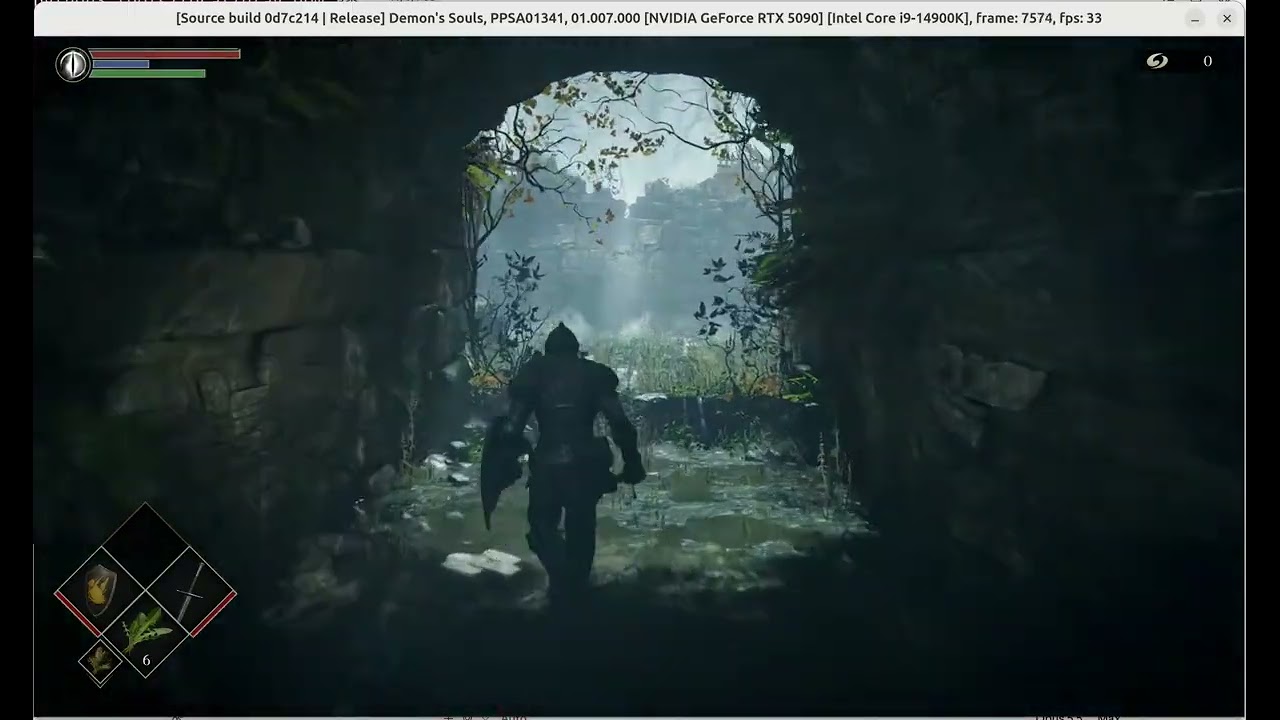 Capture de Demon’s Souls Remake tournant dans une fenêtre de l’émulateur PS5 KyTyPS5 sur PC avec une RTX 5090