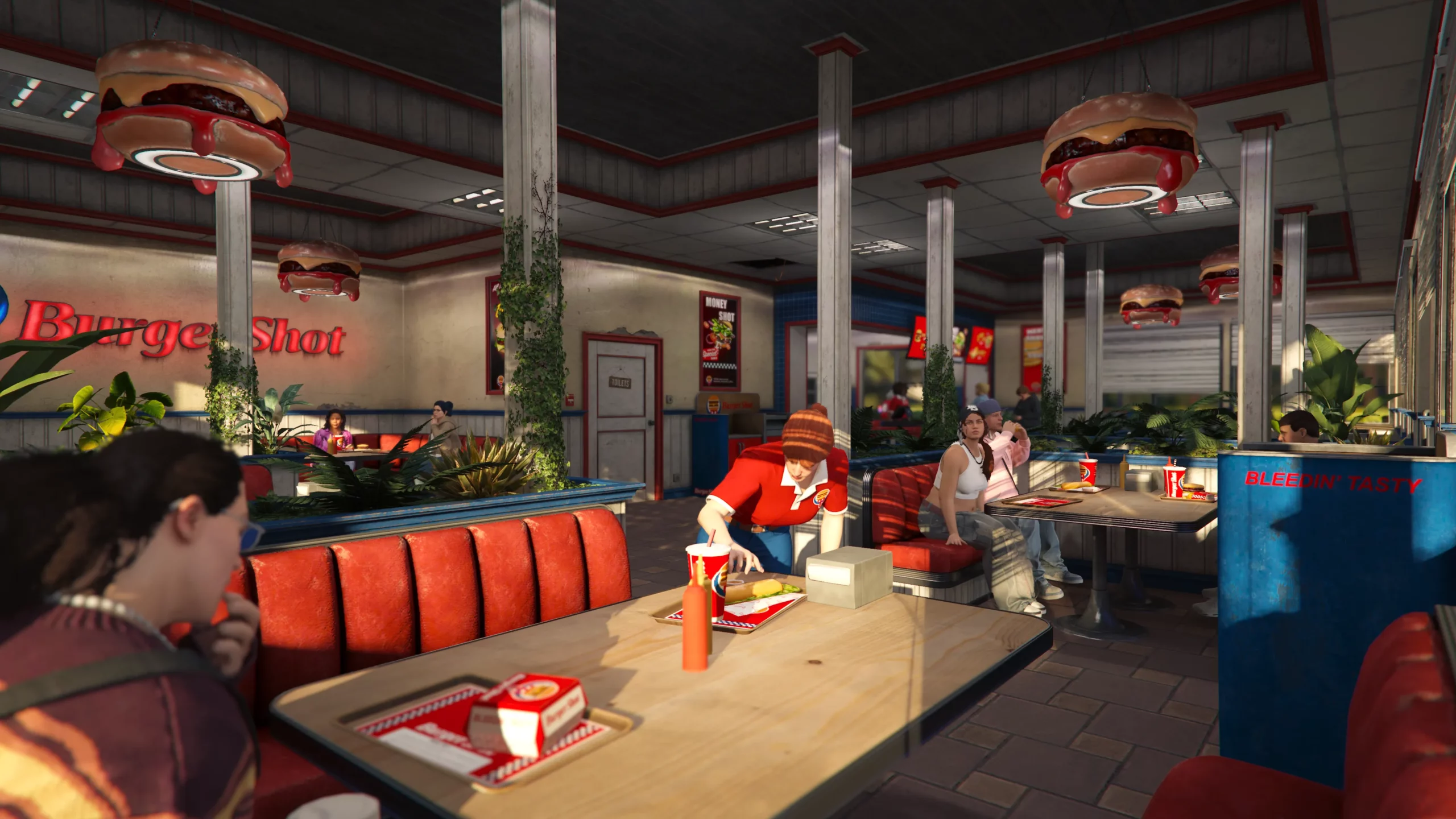 Intérieur détaillé d'un restaurant Burger Shot