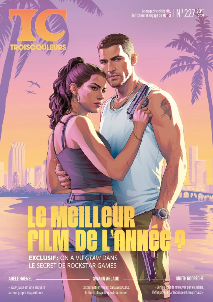 Couverture du magazine Trois Couleurs n° 227 de septembre 2026 avec Jason et Lucia illustrés devant Vice City