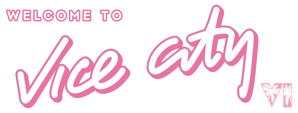 Logo rose « Welcome to Vice City » accompagné du VI de Grand Theft Auto VI