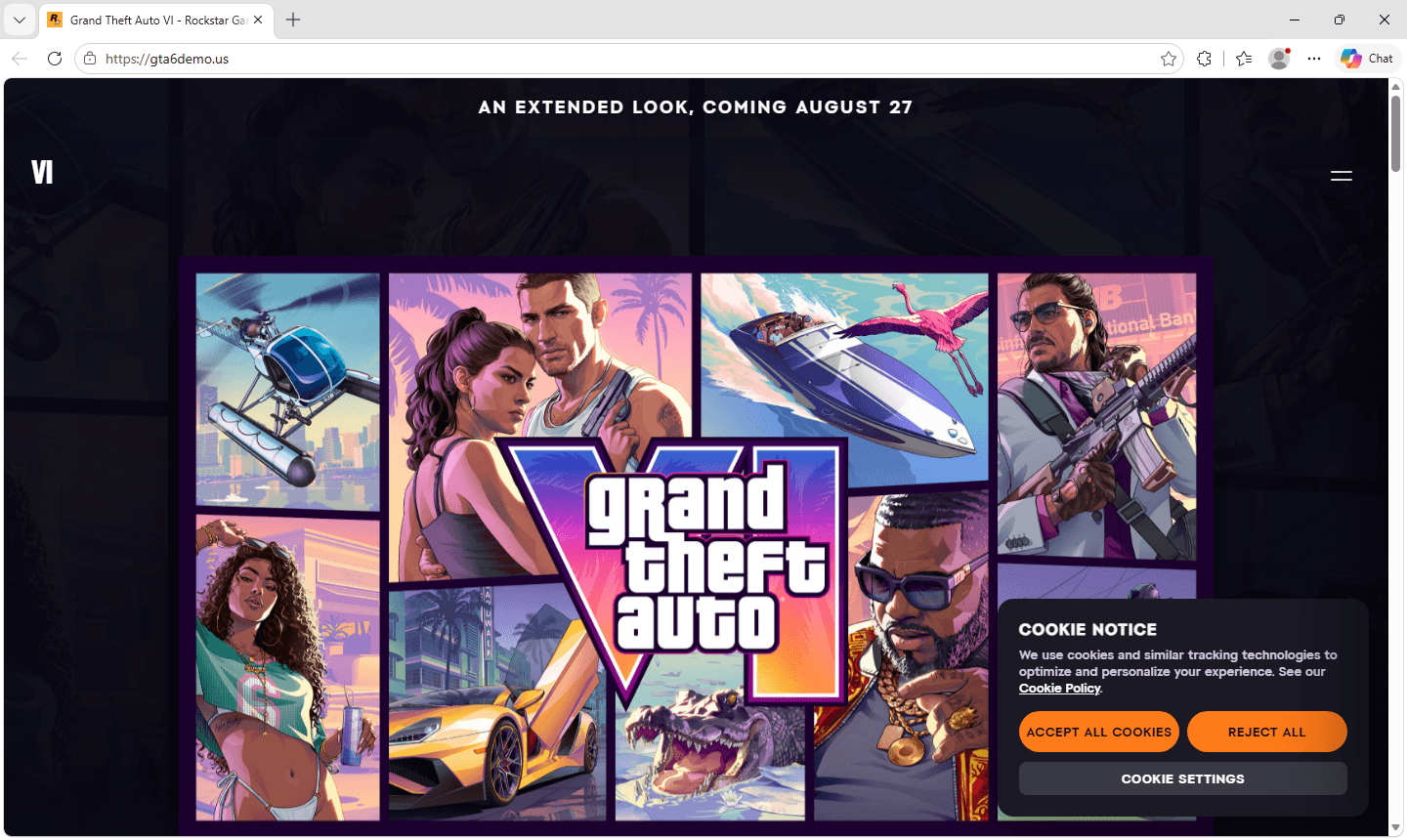 Le faux site gta6demo.us reprend les illustrations officielles de GTA VI