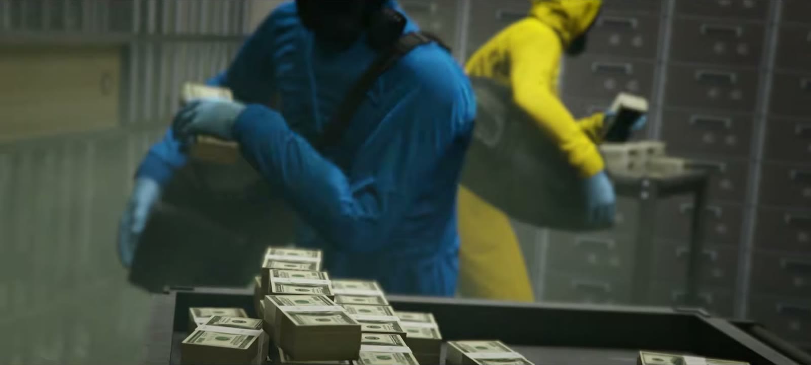 Une équipe de braqueurs en action dans la bande-annonce des Braquages de GTA Online