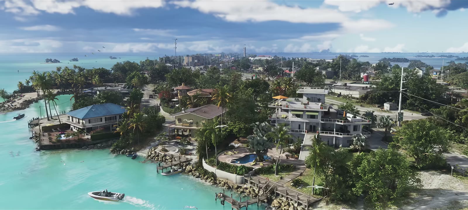 Vue aérienne d'une île des Leonida Keys et de son lagon turquoise