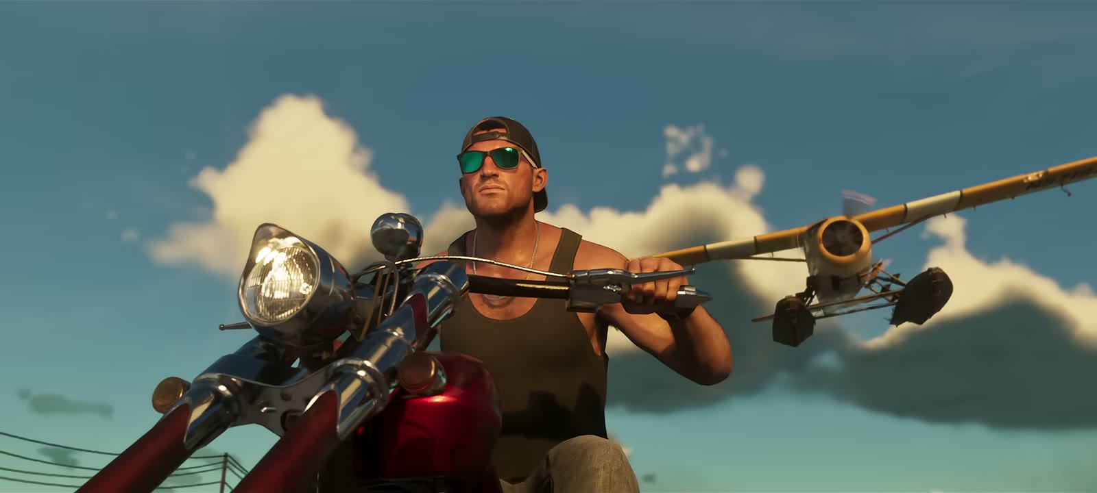 Jason Duval sur une moto chopper dans les Keys