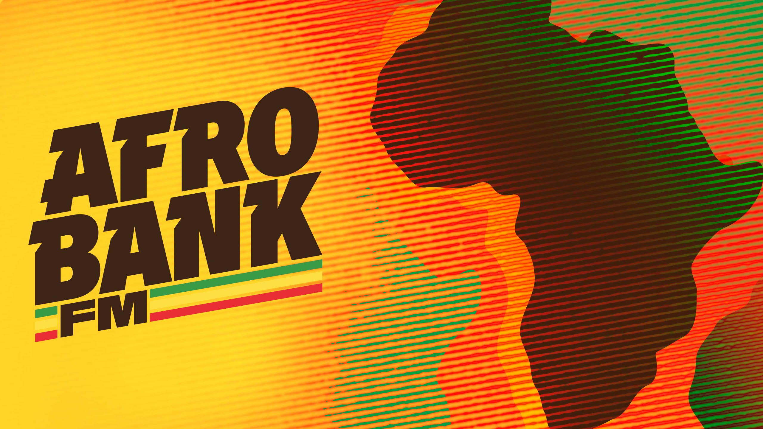 Visuel d’AfroBank FM : carte de l’Afrique en vert, rouge et noir, et le logo de la station
