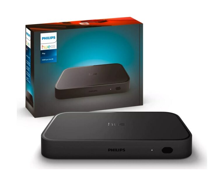 Boîtier Philips Hue Play HDMI Sync Box 8K et son emballage