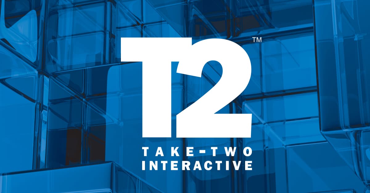 Logo T2 de Take-Two Interactive sur fond bleu