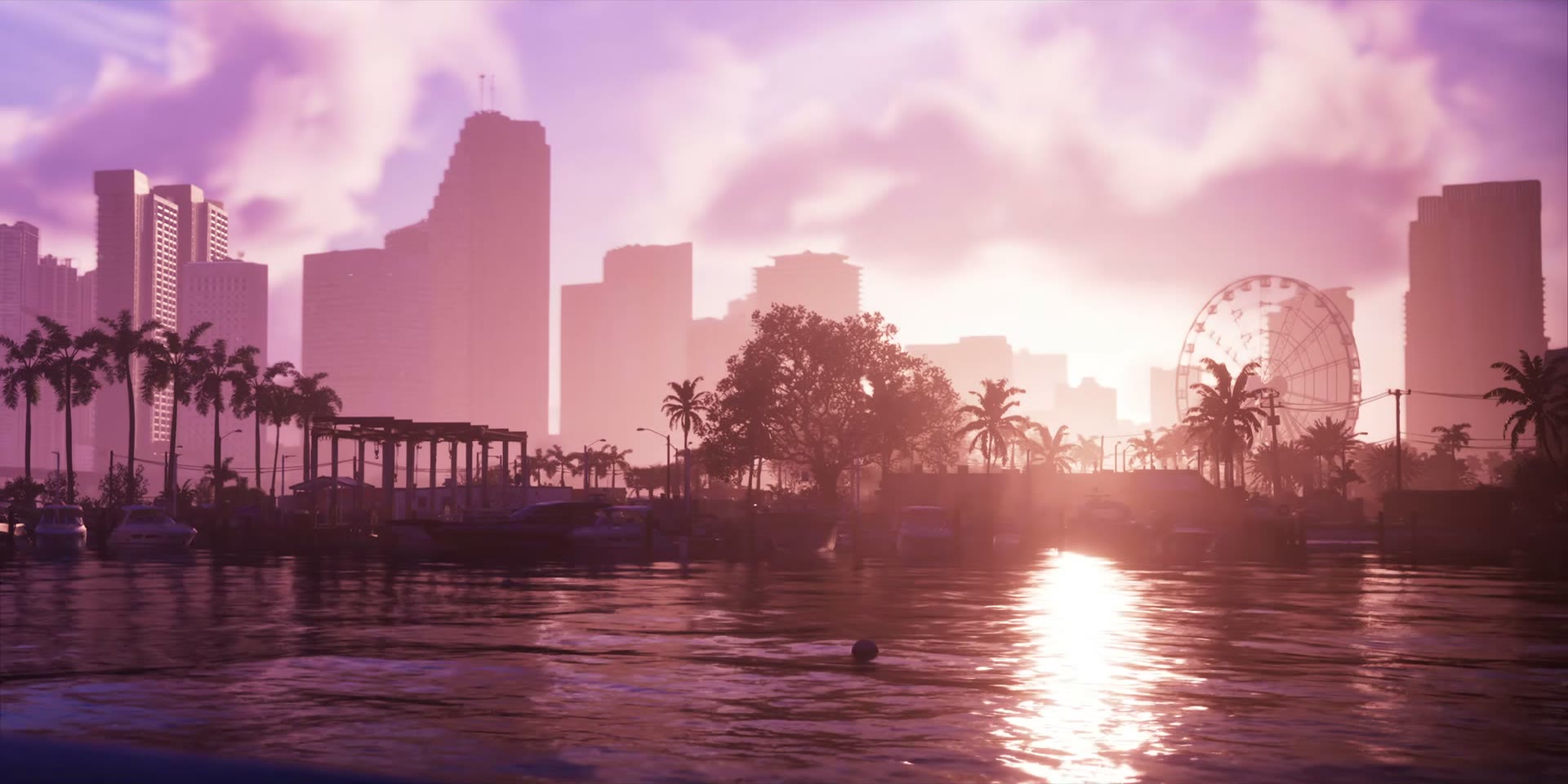 La baie de Vice City au coucher du soleil, trailer de lancement de GTA VI