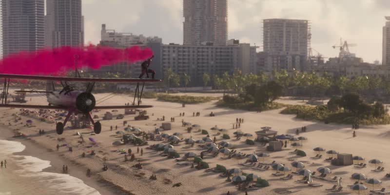 Trailer de lancement : Le biplan rose au-dessus de la plage